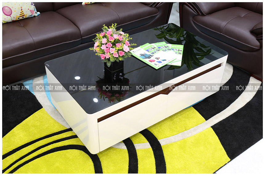 bàn trà gỗ mặt kính