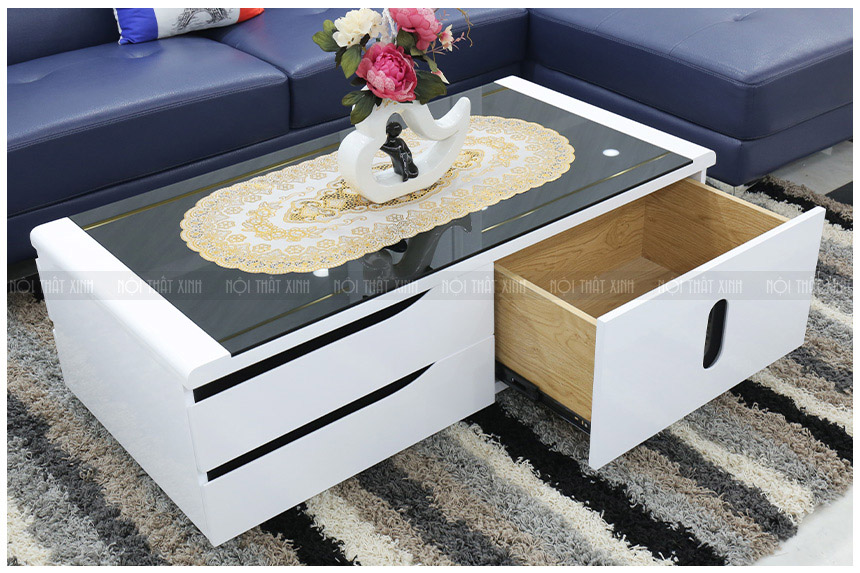 bàn trà gỗ mặt kính