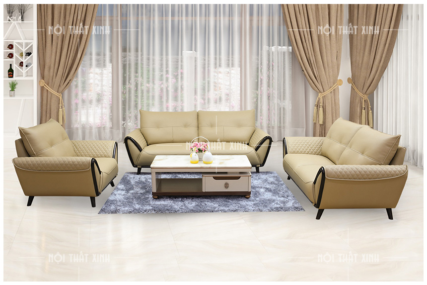 bàn trà kết hợp sofa da