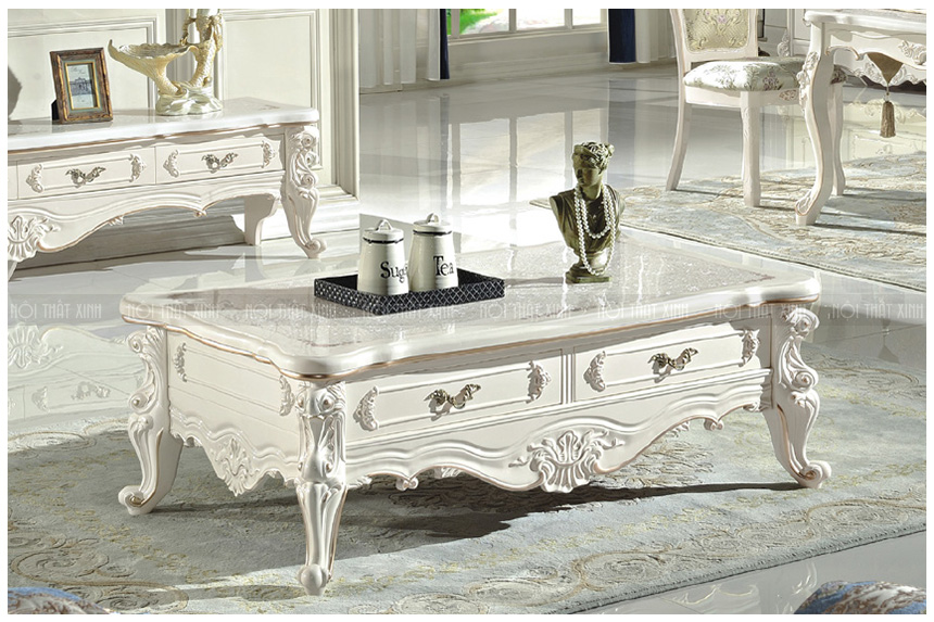 bàn trà sofa gỗ phòng khách đẹp Châu Âu