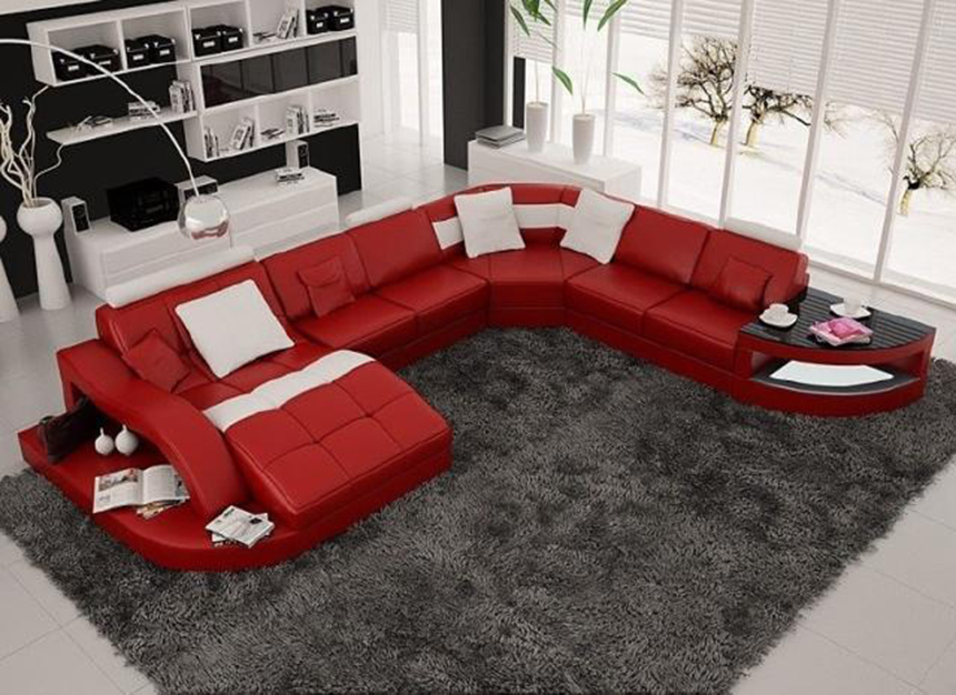 Đặt bàn trà bên ghế sofa góc tiết kiệm diện tích không gian
