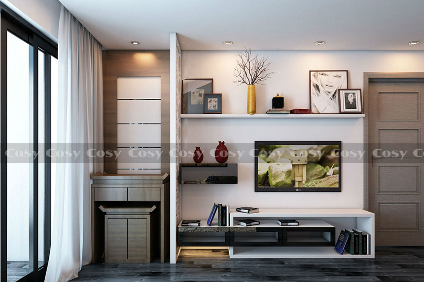 cach-dat-ke-tivi Kệ tivi đẹp phòng khách đón tết