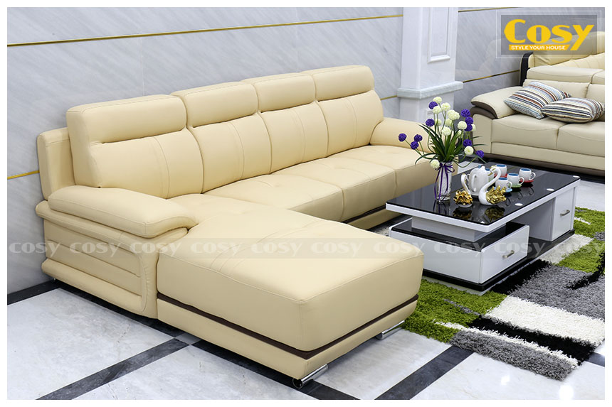 Ghế sofa da gam màu trắng sữa tuyệt đẹp