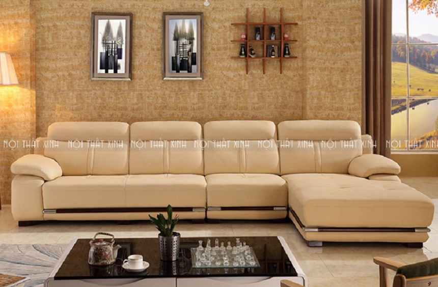 ghế sofa góc màu nude