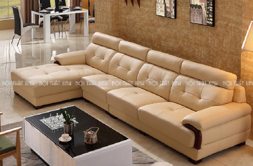 ghế sofa góc màu nude