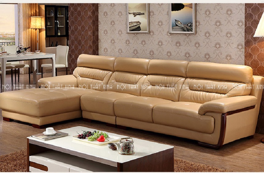 ghế sofa góc màu nude