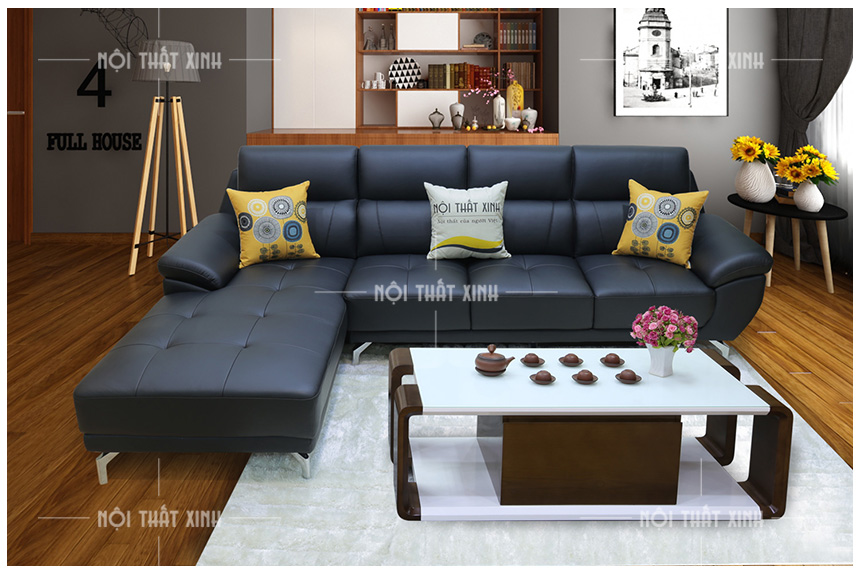 ghe-sofa-goc-mau-xam-den-4 ghế sofa góc gam màu xám đen