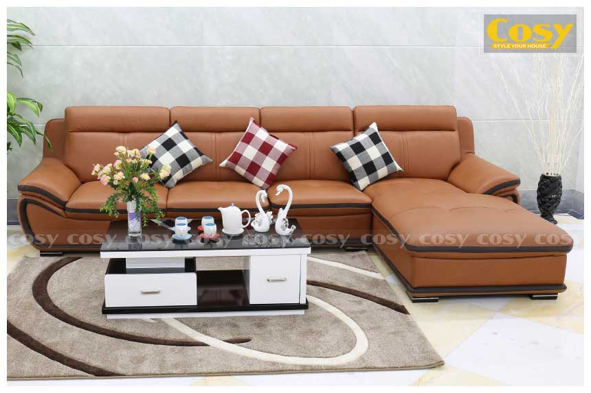 ghe-sofa-va-ban-tra-cho-chung-cu-nho Sự kết hợp giữa ghế sofa góc với bàn trà hình chữ nhật