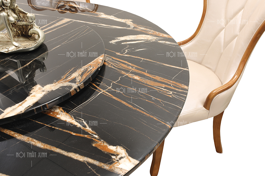 Giới thiệu bộ bàn ăn mặt đá tròn mâm xoay cực sang cho nhà bếp