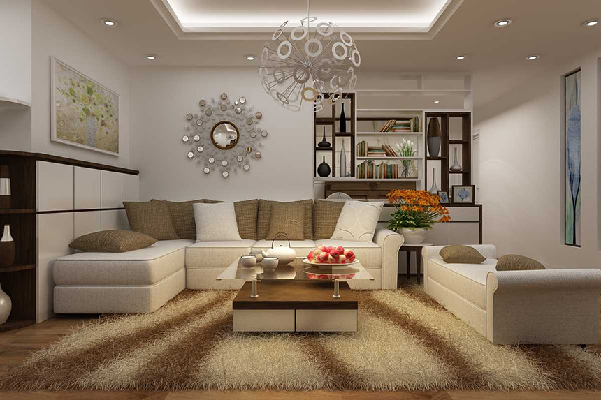 ket-hop-bo-ghe-sofa-voi-tham-trai-san-01 Tấm thảm lông xù với bộ ghế sofa cho không gian độc đáo và mới lạ