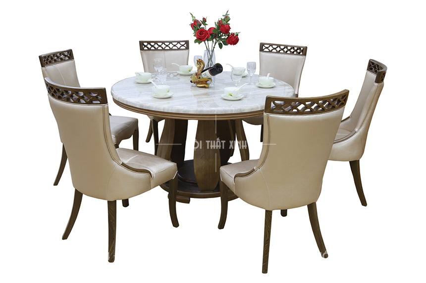 bàn ghế ăn tròn mặt đá