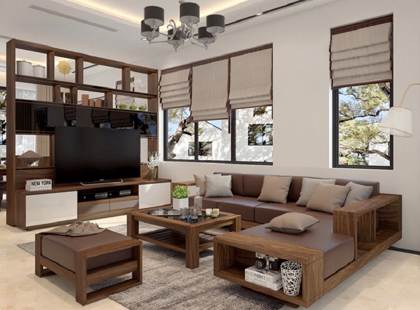 mẫu bàn ghế gỗ phòng khách đơn giản