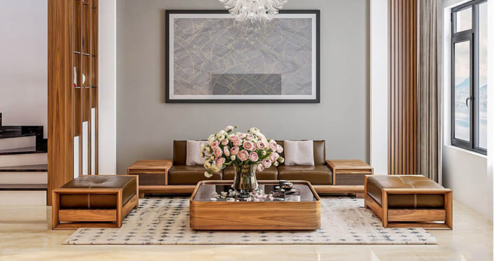 sofa gỗ Sồi Nga hiện đại
