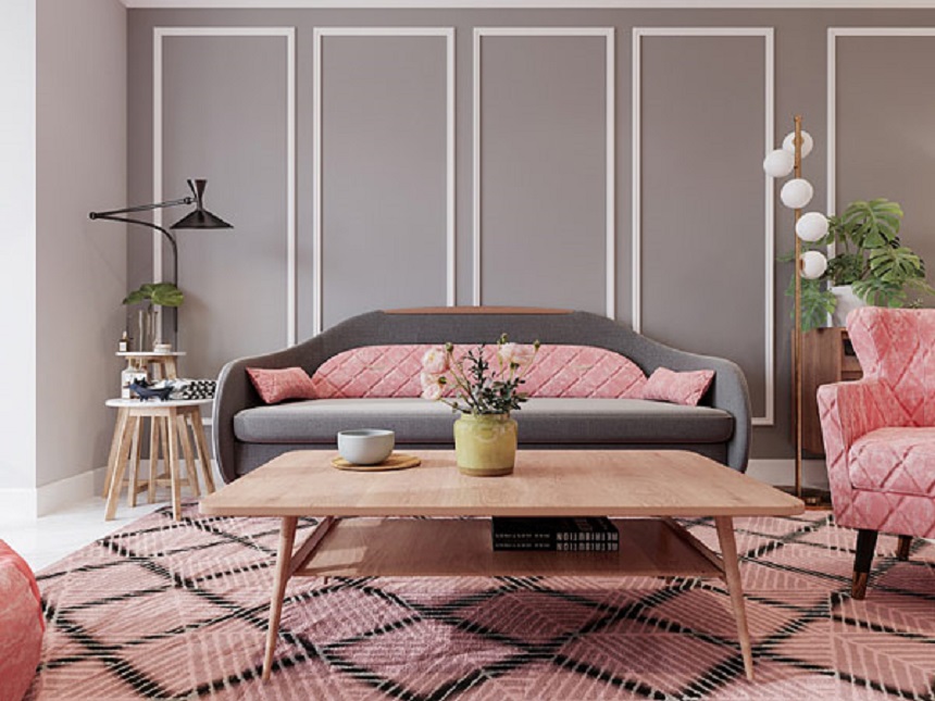 thảm sofa màu hồng