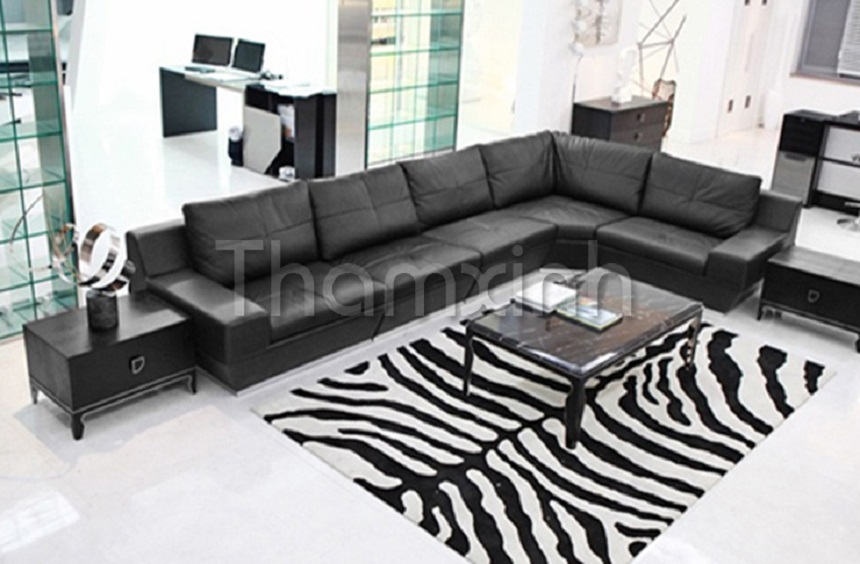 thảm sofa màu trắng đen