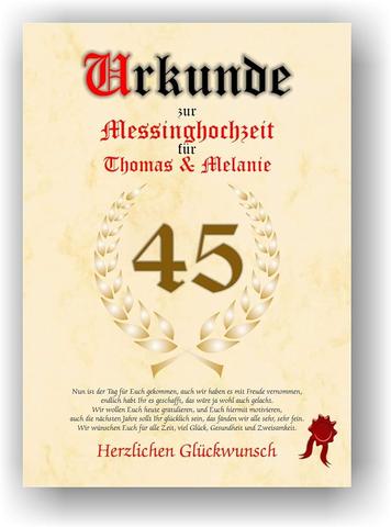 Die Bedeutung der Messinghochzeit: 45 Jahre Ehejubiläum