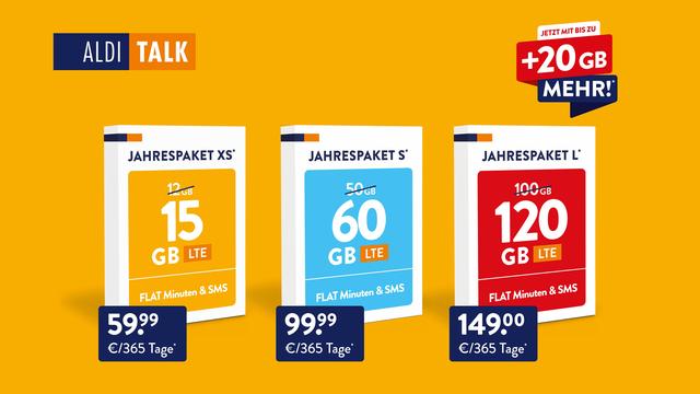 Wieder verfügbar: ALDI TALK Jahrespakete mit bis zu 20 GB mehr Datenvolumen