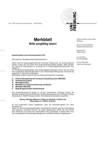 6. Welche Unterlagen sind für die Ausstellung einer Immatrikulationsbescheinigung erforderlich? 6. Welche Unterlagen sind für die Ausstellung einer Immatrikulationsbescheinigung erforderlich?