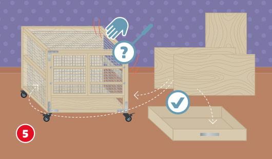 Praktische Voliere mit Rollen und ausziehbarer Kotschublade selbst bauen