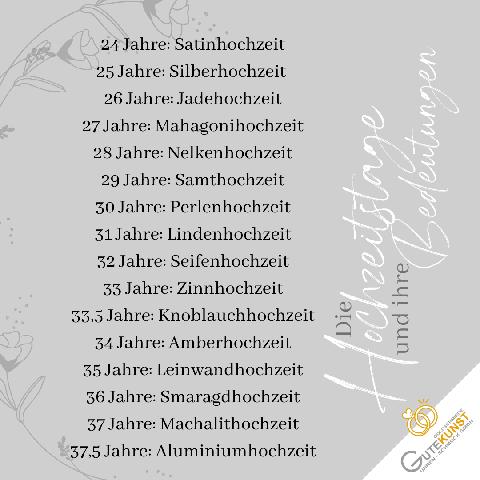 Von Silber bis Gold: Die symbolische Bedeutung der verschiedenen Hochzeitstage