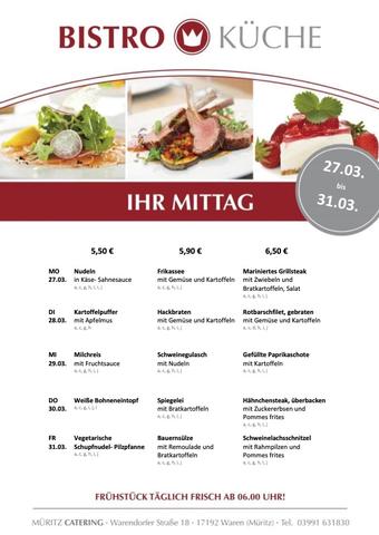 Aktueller Speiseplan für die Bistro-Küche in Waren