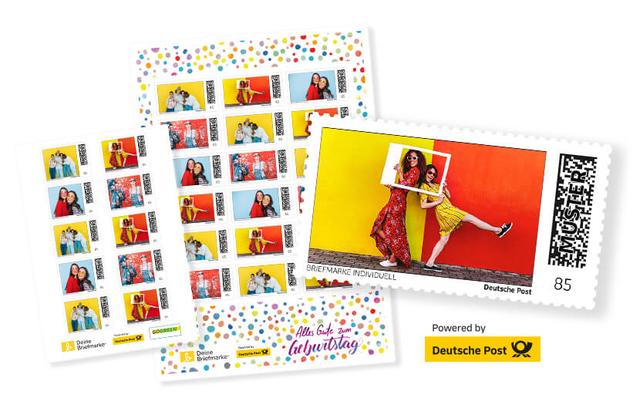 Vielfältige Hintergründe: Gestalten Sie individuelle Briefmarken auf 18er Bögen Vielfältige Hintergründe: Gestalten Sie individuelle Briefmarken auf 18er Bögen