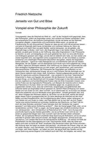 Der philosophische Gehalt von "Jenseits von Gut und Böse" Der philosophische Gehalt von "Jenseits von Gut und Böse"