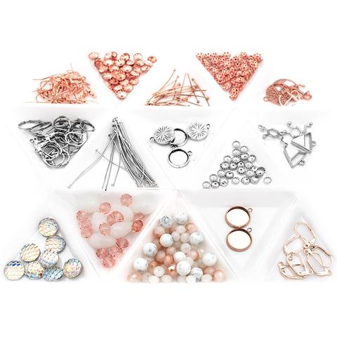 Kreatives Schmuckbastelset: Gestalte deine eigenen Ohrringe in platinfarben und roségoldfarben Kreatives Schmuckbastelset: Gestalte deine eigenen Ohrringe in platinfarben und roségoldfarben