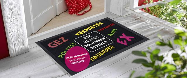 Hochwertige Qualität made in Germany: Gestalten und bedrucken Sie Ihre Fußmatte ganz nach Ihren Vorlieben Hochwertige Qualität made in Germany: Gestalten und bedrucken Sie Ihre Fußmatte ganz nach Ihren Vorlieben