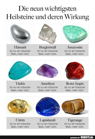 Die wichtigsten Heilsteine und ihre Bedeutung in einer übersichtlichen Tabelle