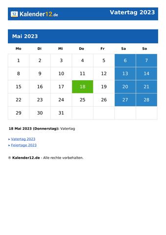 Markieren Sie Ihren Kalender: Der Herrentag im Jahr 2023 Markieren Sie Ihren Kalender: Der Herrentag im Jahr 2023