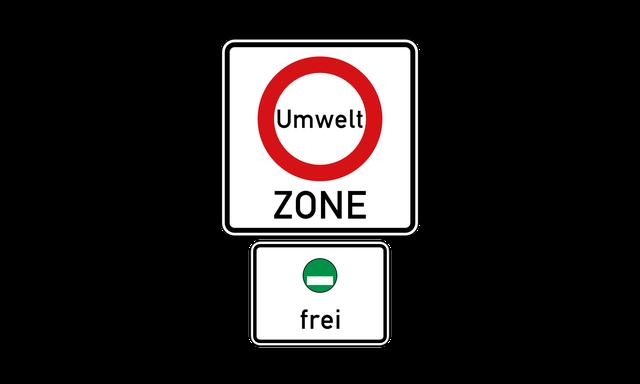 Erforderliche Umweltplakette für die Einfahrt in die gekennzeichnete Umweltzone. Erforderliche Umweltplakette für die Einfahrt in die gekennzeichnete Umweltzone.