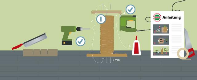Ebenen und Plattformen montieren beim Kratzbaum selber bauen Ebenen und Plattformen montieren beim Kratzbaum selber bauen