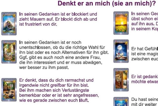 Enthülle seine Gedanken und Gefühle mit Lenormand Enthülle seine Gedanken und Gefühle mit Lenormand