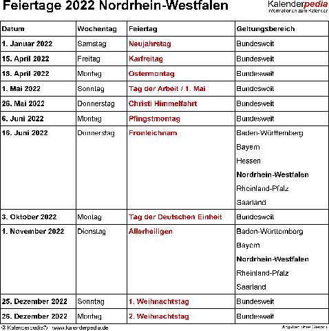 Verpassen Sie keinen Feiertag mehr in Nordrhein-Westfalen - Wann ist der nächste? Verpassen Sie keinen Feiertag mehr in Nordrhein-Westfalen - Wann ist der nächste?
