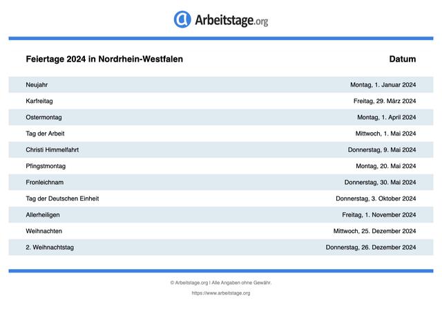 Bleiben Sie informiert: Wann ist der nächste gesetzliche Feiertag in NRW? Bleiben Sie informiert: Wann ist der nächste gesetzliche Feiertag in NRW?