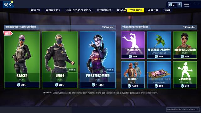 Erfahre, welche Items heute im Fortnite-Item-Shop verfügbar sind.