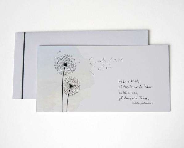 Persönliche Anrede auf dem Umschlag einer Trauerkarte