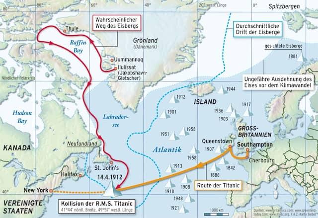 Die genaue Chronologie des Untergangs der Titanic im Nordatlantik