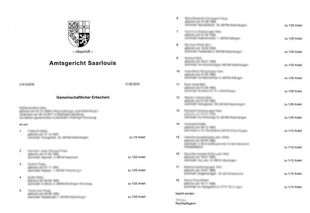 Welche Dokumente werden für den Erbscheinsantrag benötigt?