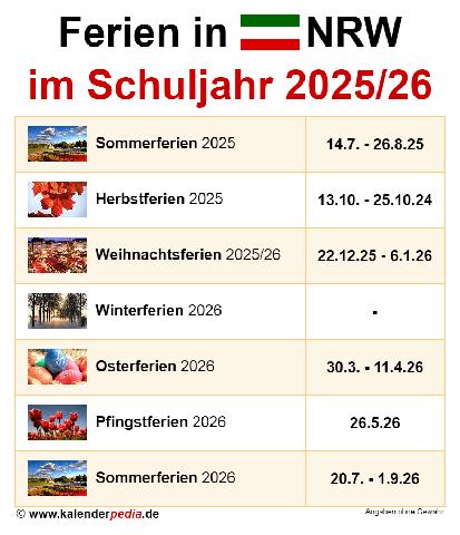 Sommerferien 2025/26 bis 2029/30: Beginn in NRW