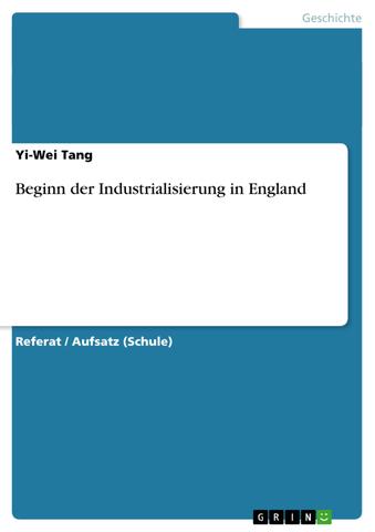 Warum startete die Industrialisierung in England? Warum startete die Industrialisierung in England?