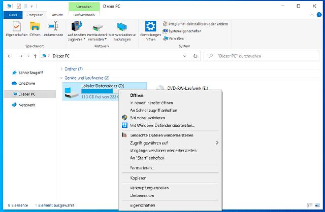Konfigurationsoptionen für die BitLocker-Verschlüsselung