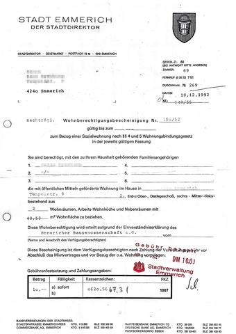 Anmietung einer Sozialwohnung mit einem Wohnberechtigungsschein (WBS)