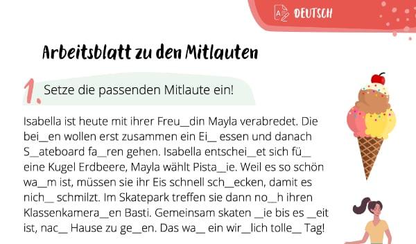Arbeitsblatt: Teste dein Wissen über Konsonanten! Arbeitsblatt: Teste dein Wissen über Konsonanten!
