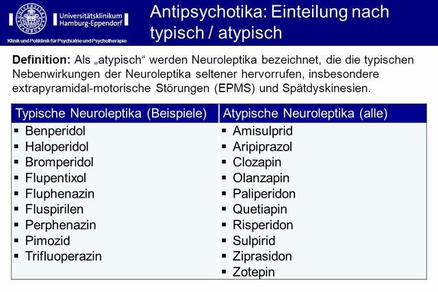 Typische und atypische Neuroleptika: Unterschiede und Nebenwirkungen Typische und atypische Neuroleptika: Unterschiede und Nebenwirkungen