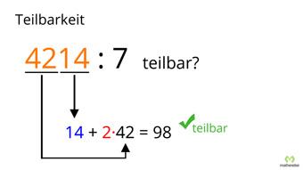 Anwendung der Teilbarkeitsregel für die Zahl 7 Anwendung der Teilbarkeitsregel für die Zahl 7