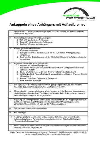 Sicherheitsvorkehrungen beim Ankuppeln eines Anhängers Sicherheitsvorkehrungen beim Ankuppeln eines Anhängers