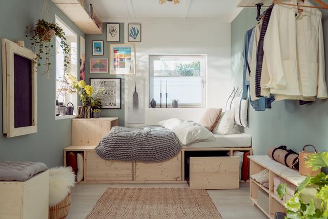 Praktisches und gemütliches Schlafzimmer: Bett mit integriertem Stauraum selber bauen Praktisches und gemütliches Schlafzimmer: Bett mit integriertem Stauraum selber bauen