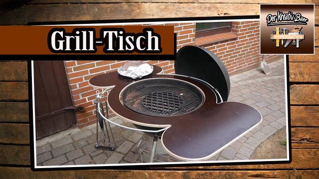 Gemeinsames Grillen am selbstgebauten Tisch - Bauanleitung für einen Grilleinsatz